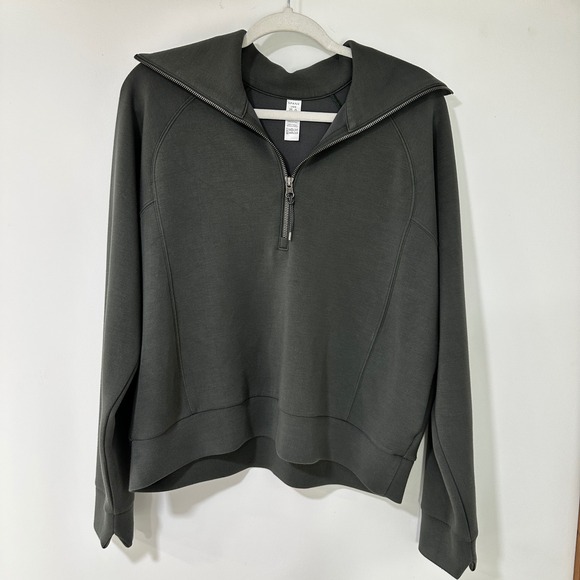 SPANX Tops - Spanx AirEssentials Half Zip Pullover Womens Large Dark Olive Green | Athleisure
